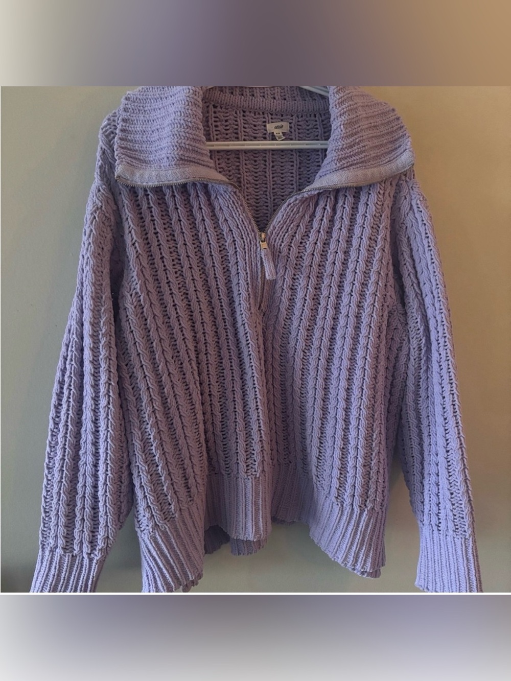Size M/L Aerie Lilac Zip-up Turtleneck Sweater